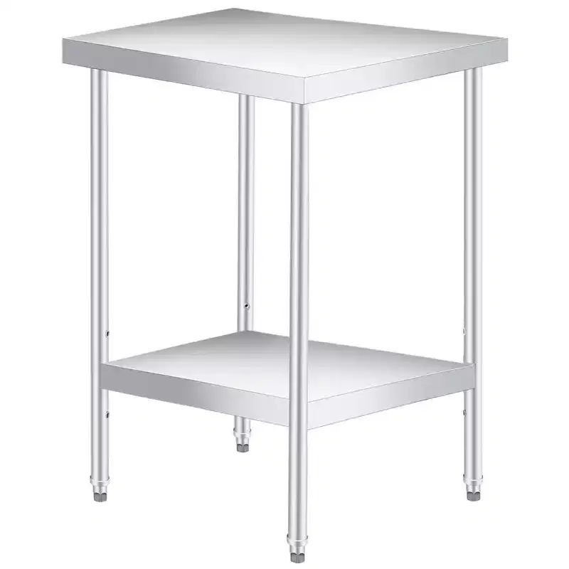 Stainless Steel Table, 2-Tier NSF Heavy Duty Worktable with Adjustable Undershelf, Rust-Resistant Utility Prep Table