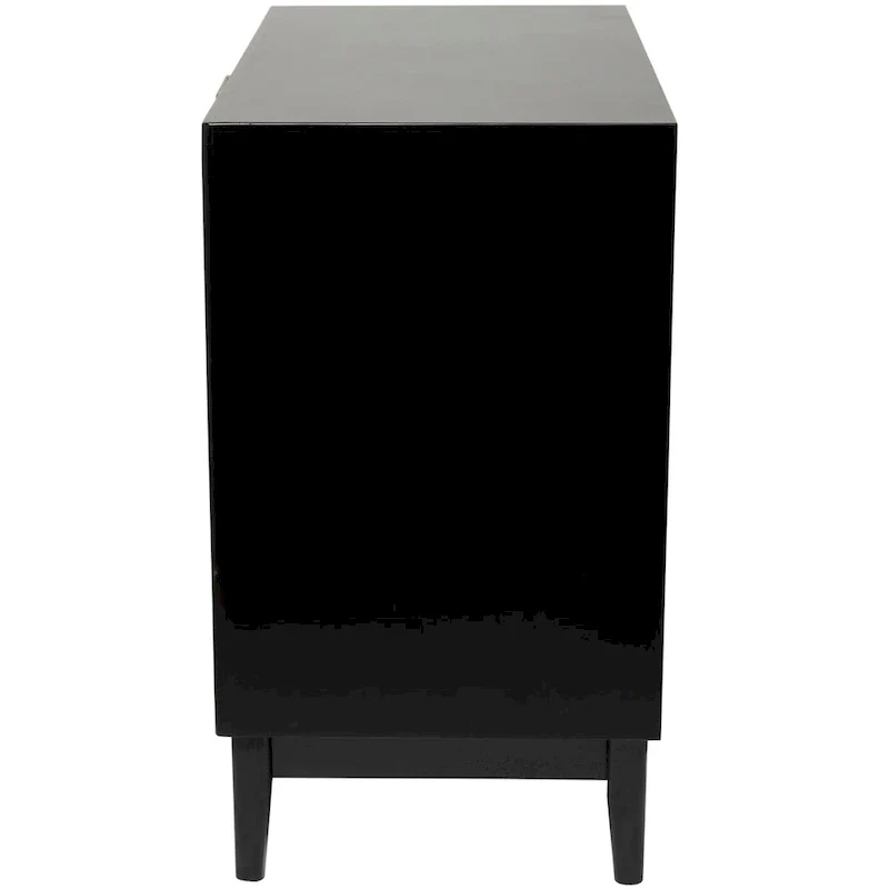 Wood 3-Drawer Cabinet with Cane Front Drawers and Gold Handles