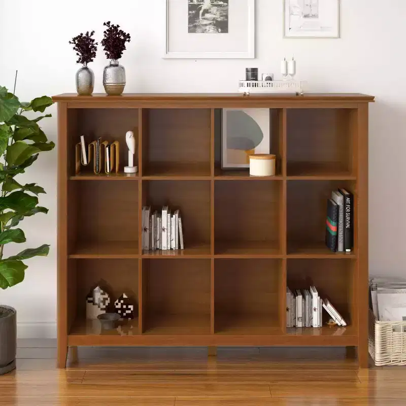 Honey Brown / Russet Brown 12-Cube Open Bookcase Storage Unit