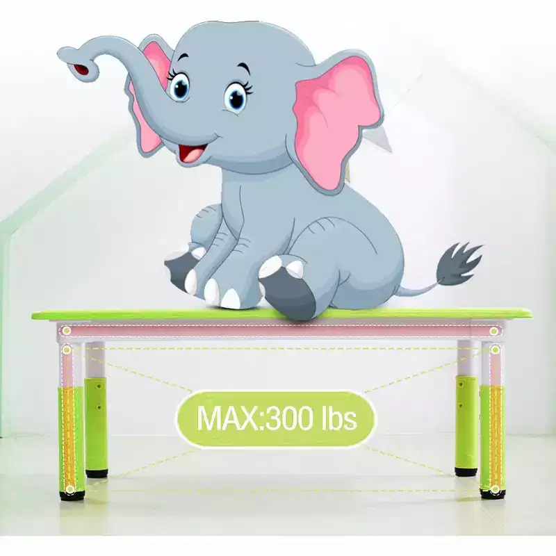 Kids Table and 6 Chair Set with Storage Box  Height Adjustable Toddler Activity Table and Chairs for Ages 2-10, Graffiti Desktop, Non-Slip Legs