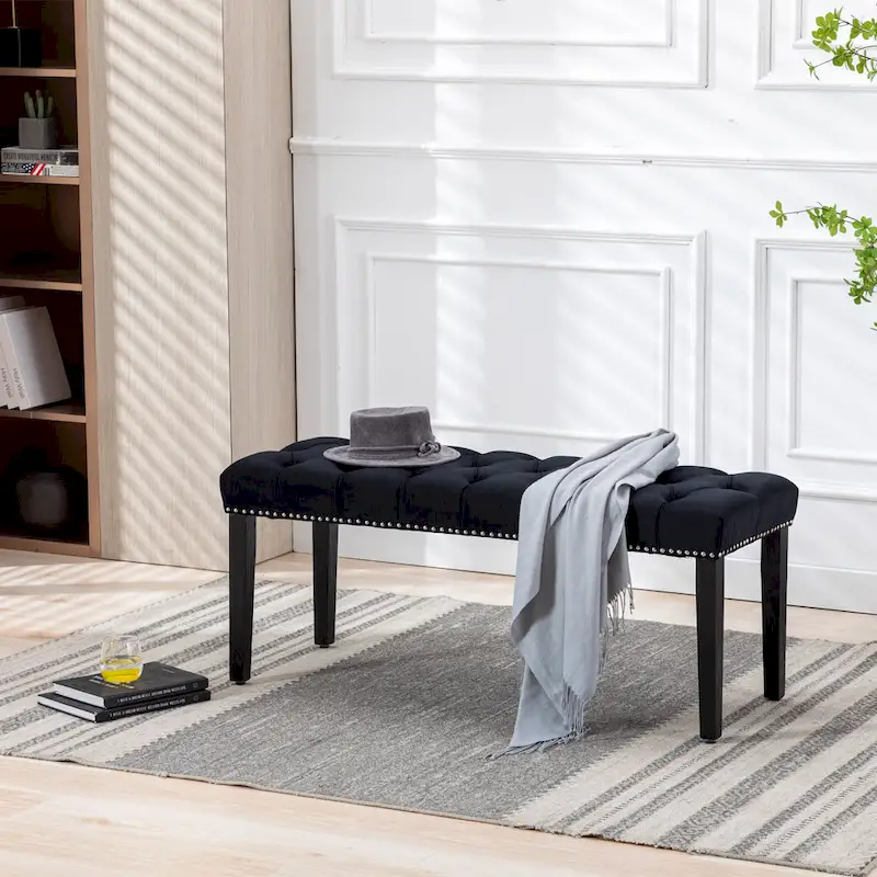 Upholstered Tufted Bench Ottoman Accent Bench