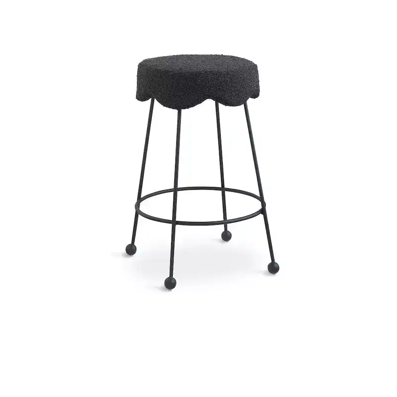 Meridian Furniture,Fleur Black Fabric Counter Stool