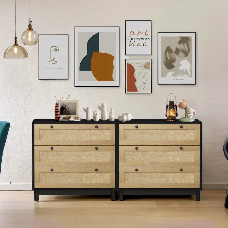 Brooklyn Woven 3-Drawer Storage Cabinet Set(set of 2)