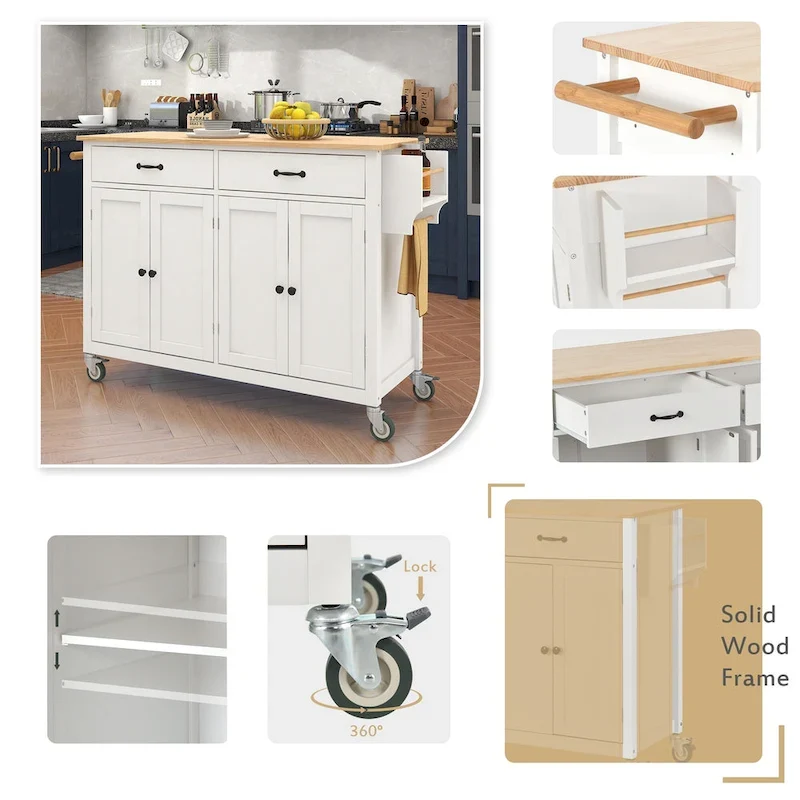 Kitchen Island Finish with Wood Top Kitchen Cart