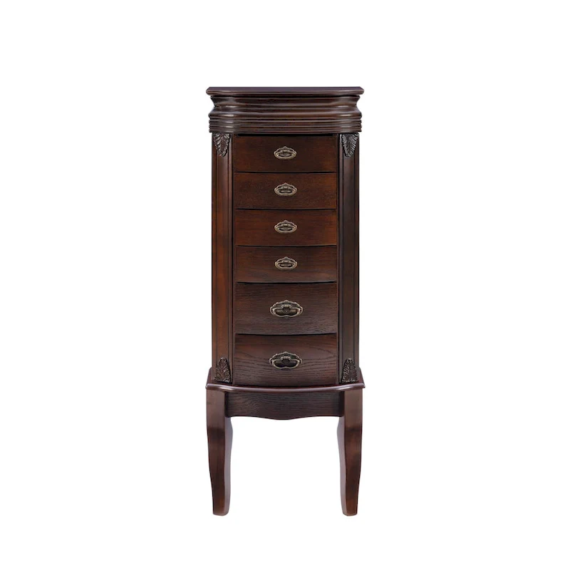 6-Drawer Wooden Jewelry Armoire - 40.25 - Espresso Brown