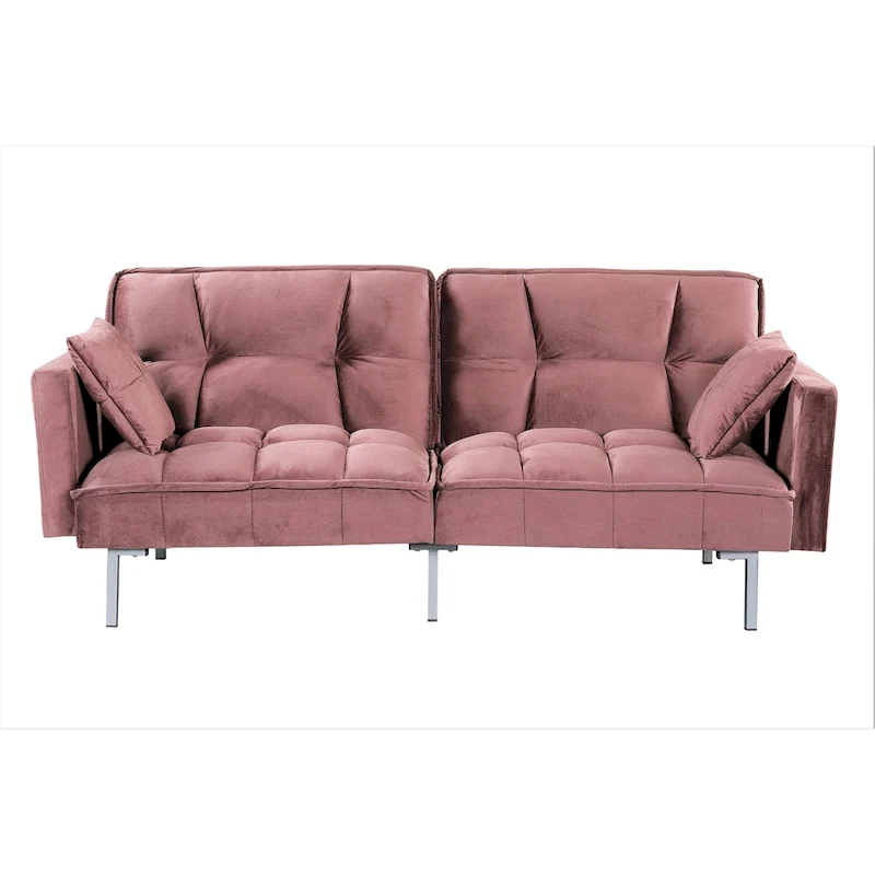 Bernal 75.6W Velvet Futon Sofa Bed Sleeper