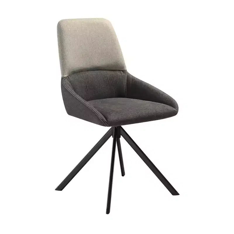 Armen Living,Swivel Upholstered Dining Chair in Fabric Gray Black Metal Legs - Set of 2