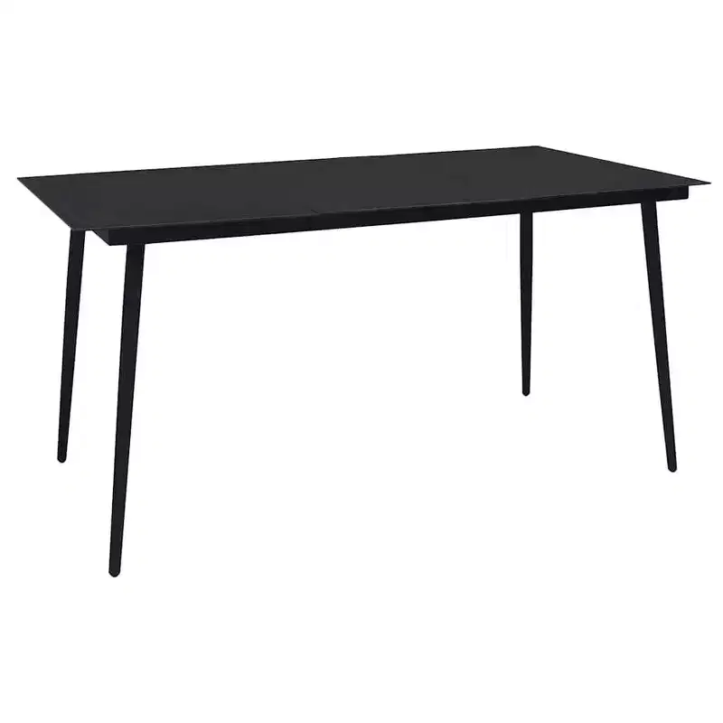 vidaXL Dining Set Black Powder-Coated Steel Large Durable Dining Set