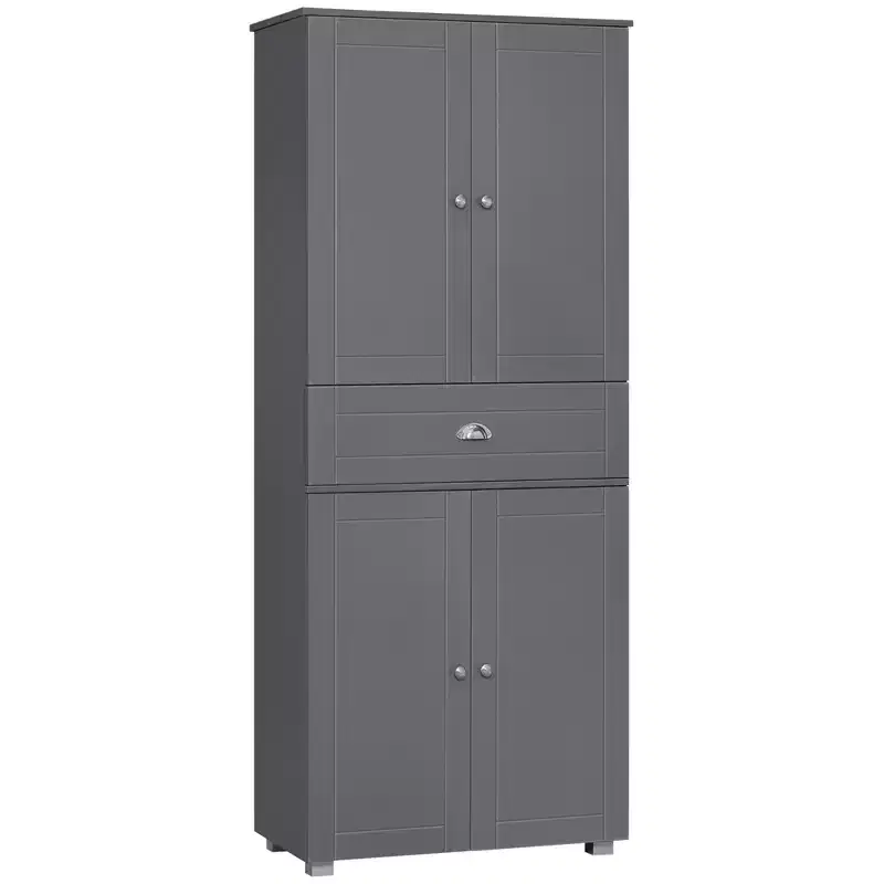 72 Freestanding Kitchen Pantry Cabinet, Tall Storage Cabinet with 4 Doors, Drawer and Adjustable Shelves for Dining Room