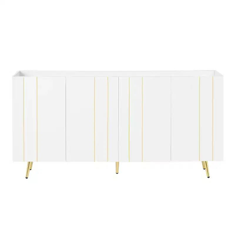 CLIHOME Luxurious Shoe Cabinet with 5 Metal Legs, Modern TV Stand with 4 Adjustable Shelves for TVs Up to 70, Minimalist Sideboard Cabinet