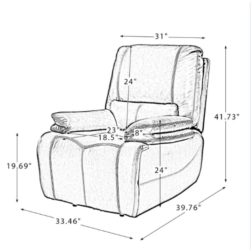 Mercedes Genuine Leather Power Recliner with Cushion Padded