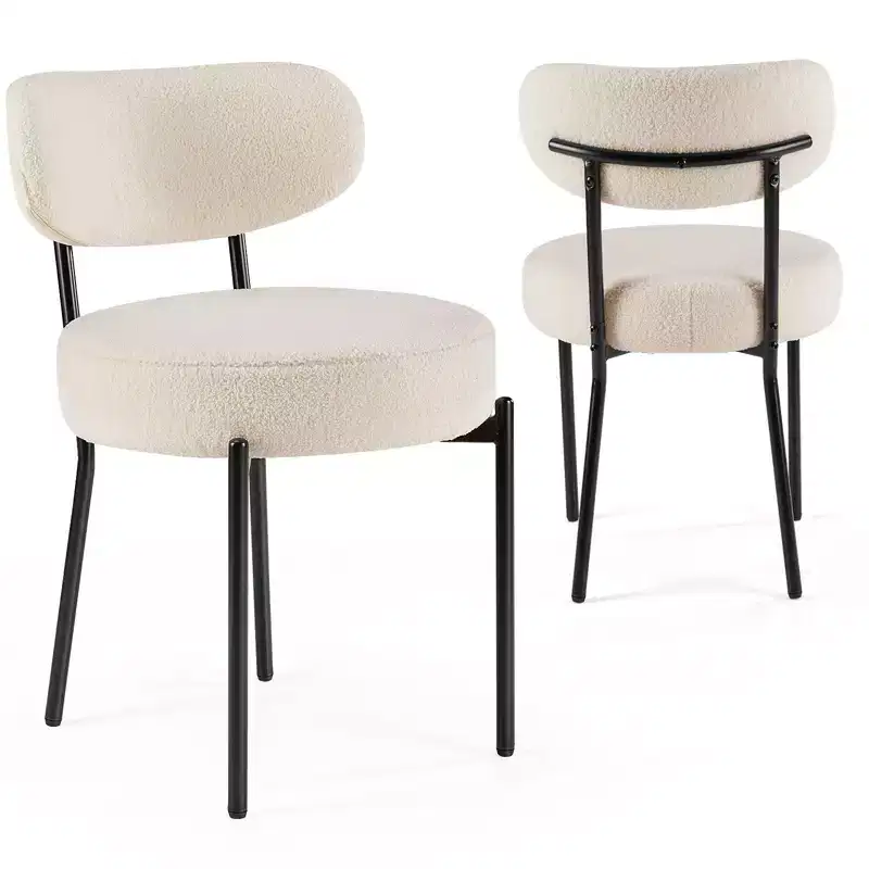 Okak Modern Dining Chairs Set of 2 with Metal Frame, Upholstered Dining Room Chairs with Backrest, Dining Chairs for Dining Room