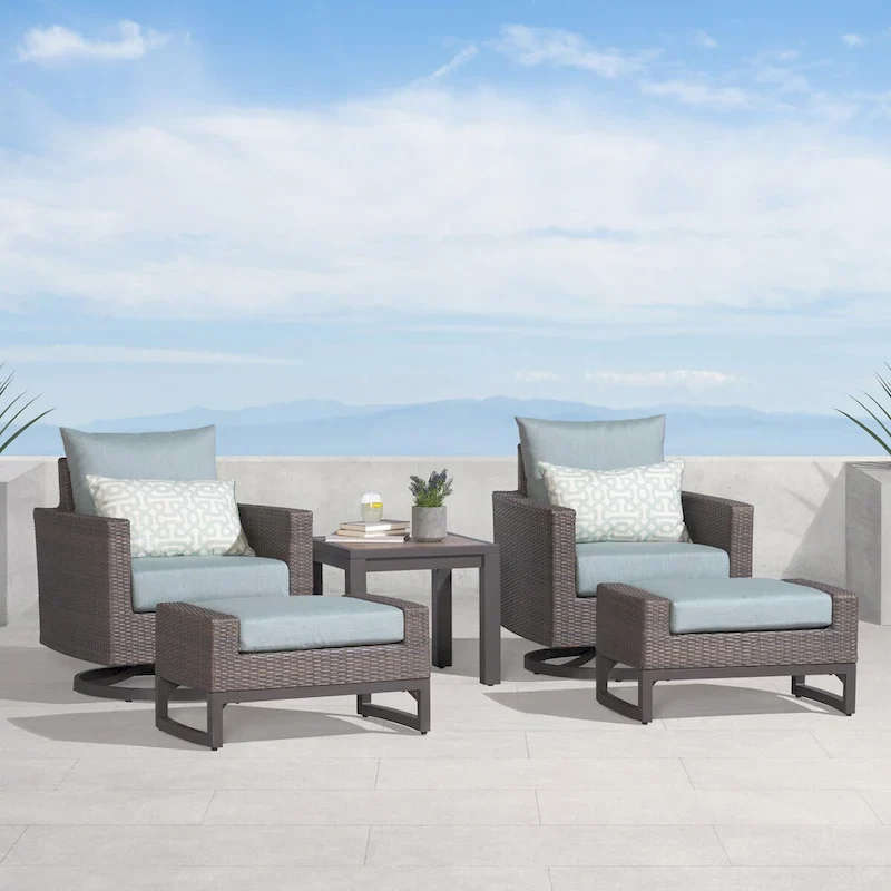 Milea 5 Piece Sunbrella Outdoor Patio Club Seating Set