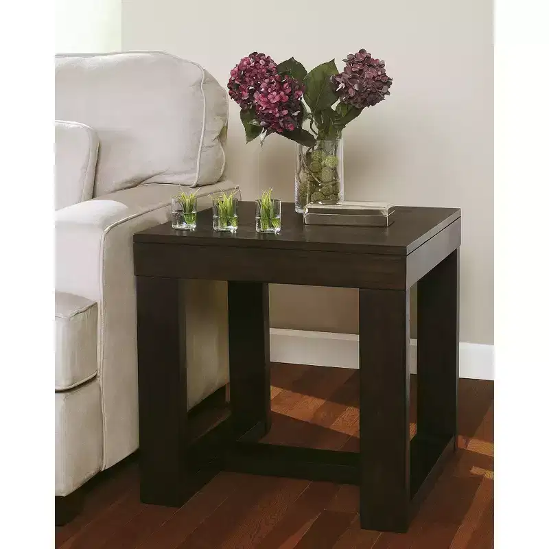 Contemporary Square End Table in Dark Brown – Mid-Century Style