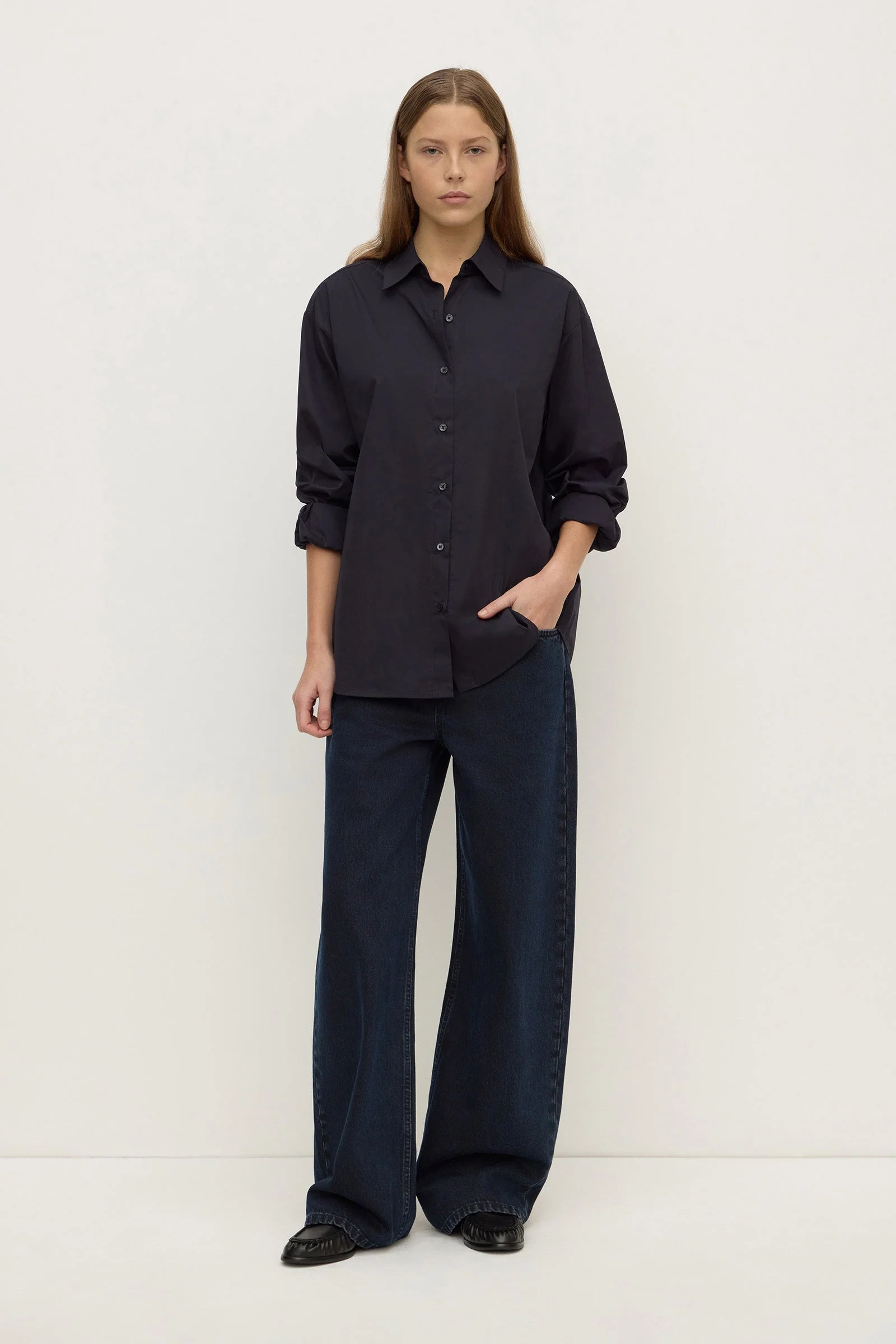 True Navy Cotton Poplin Shirt