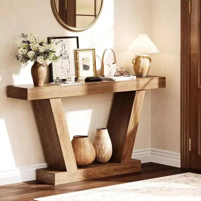 LinTimes 63''Console Table, Wooden Sofa Narrow Entryway Table for Hallway, Accent Table for Living Room, Entrance