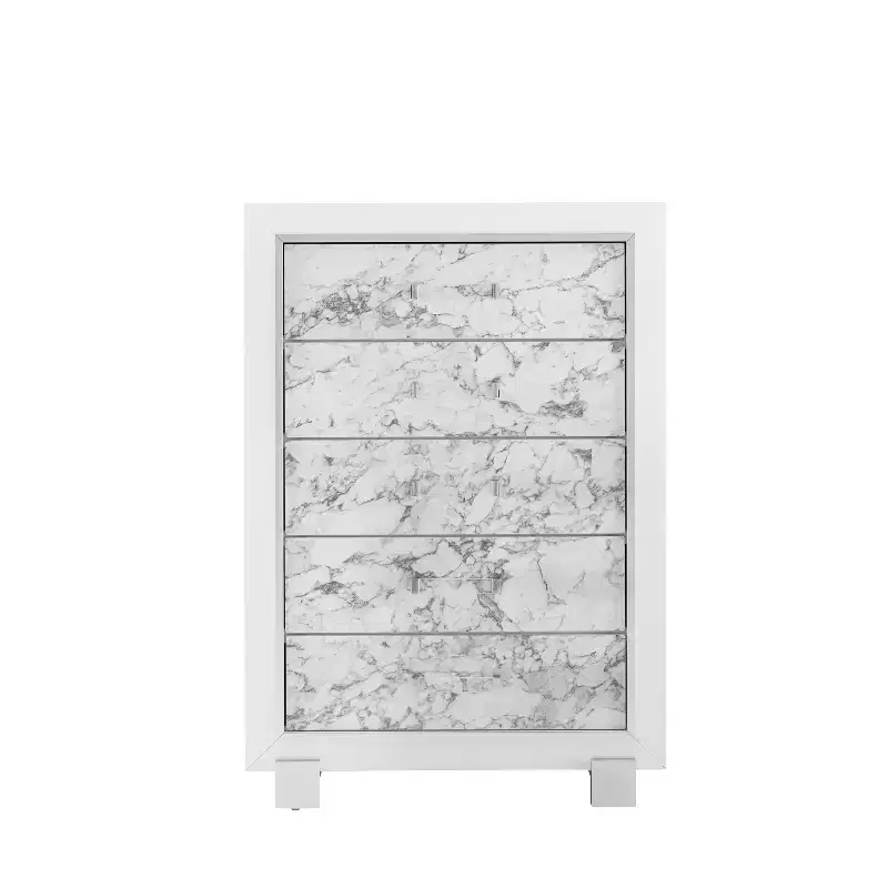 HomeStock 19.75 in.H Plastic Vertical Dressers with 5 - Drawers in White Finish