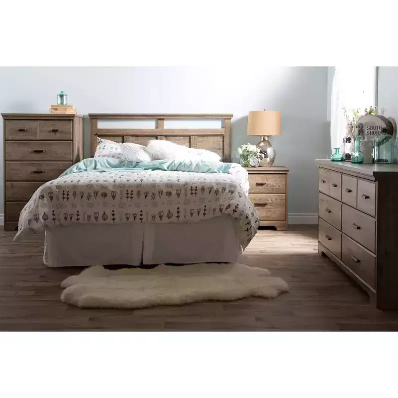 South Shore Versa 6 Drawer Double Dresser Weathered Oak: Laminated Particle Board, Anti-Tip Hardware, 5-Year Warranty