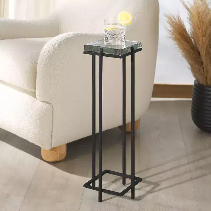 Giabelle Cast Glass Drink Table - SFV7905 - Black/Clear - Safavieh Couture