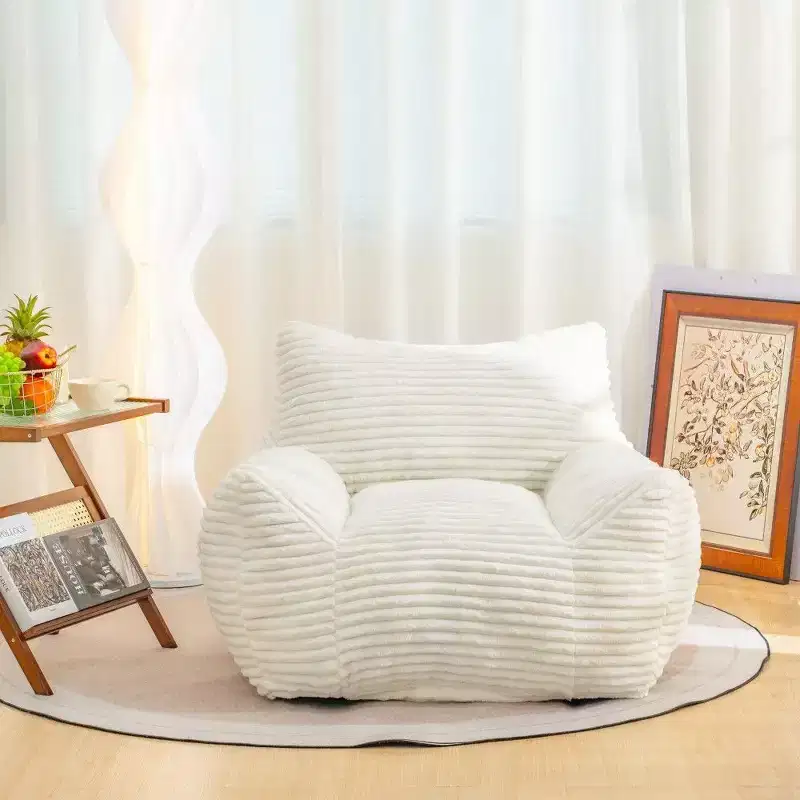 400LB Oversized Corduroy Bean Bag Chair with Armrests - High-Resilience Foam