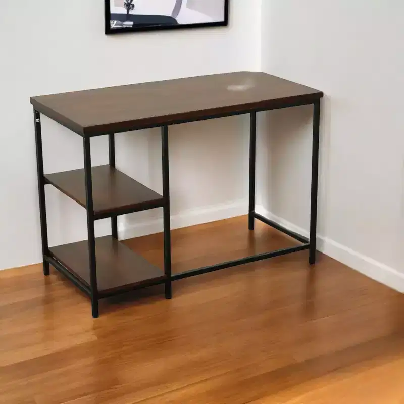 HomeRoots 42 Chestnut and Black Solid Wood and Metal Computer Desk