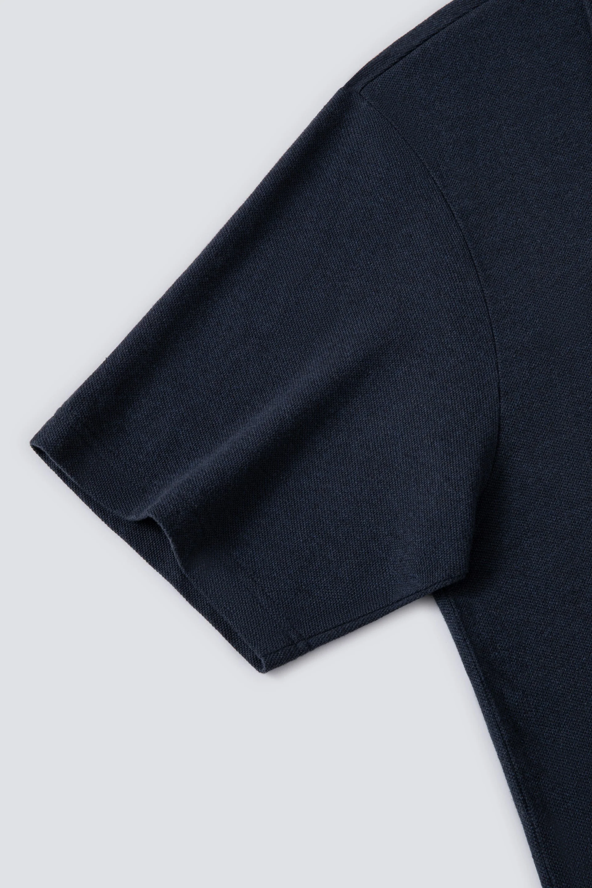 Cotton-Hemp Camp Collar Polo – Navy
