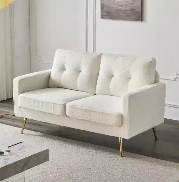 Square Arms Loveseat Sofa - Velvet Upholstered 2-Seater Couch