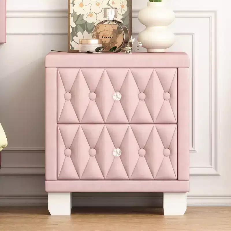 Elegant Velvet Luxury Velvet 2 Drawer Nightstand for Bedroom Living Room
