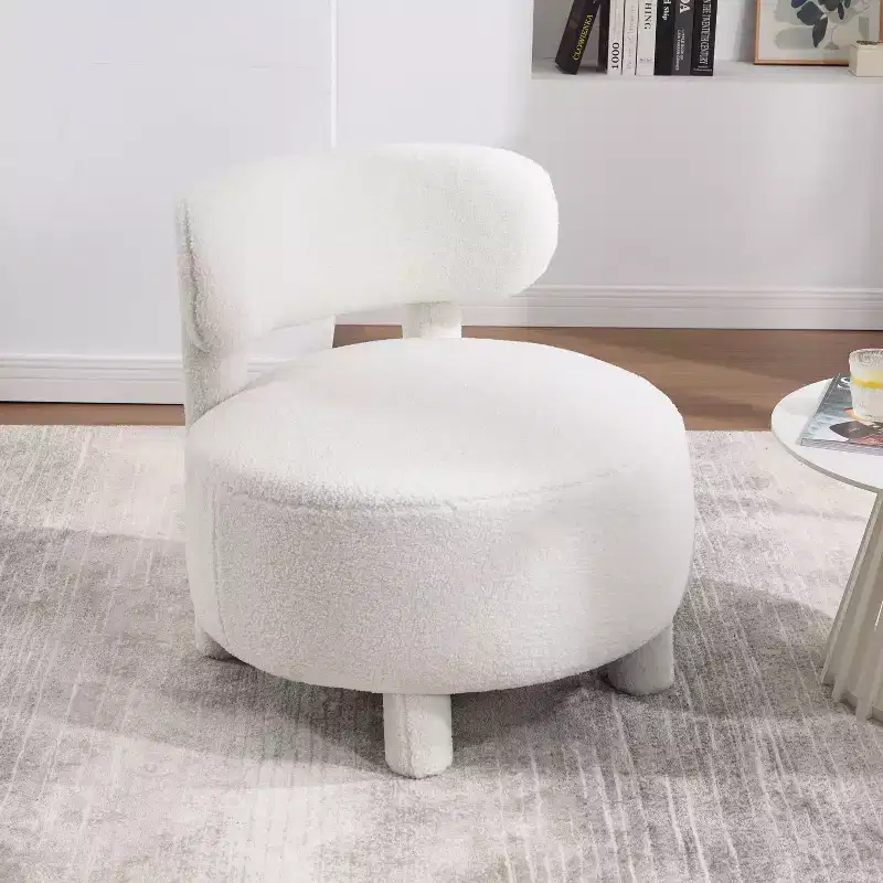 TUYOHW Armless Accent Chair,Curved Wingback Slipper Chair with Solid Wood Legs,13 Plush Cushion Side Chair for Living Room,Bedroom,Vanity
