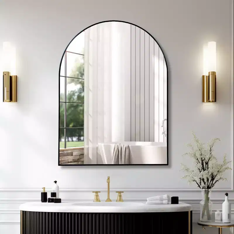 30 x 40 Arched Decor Wall Mirror, Large Modern Aluminum Alloy Frame Vanity Mirror for Entryway, Bathroom - Panipeachy