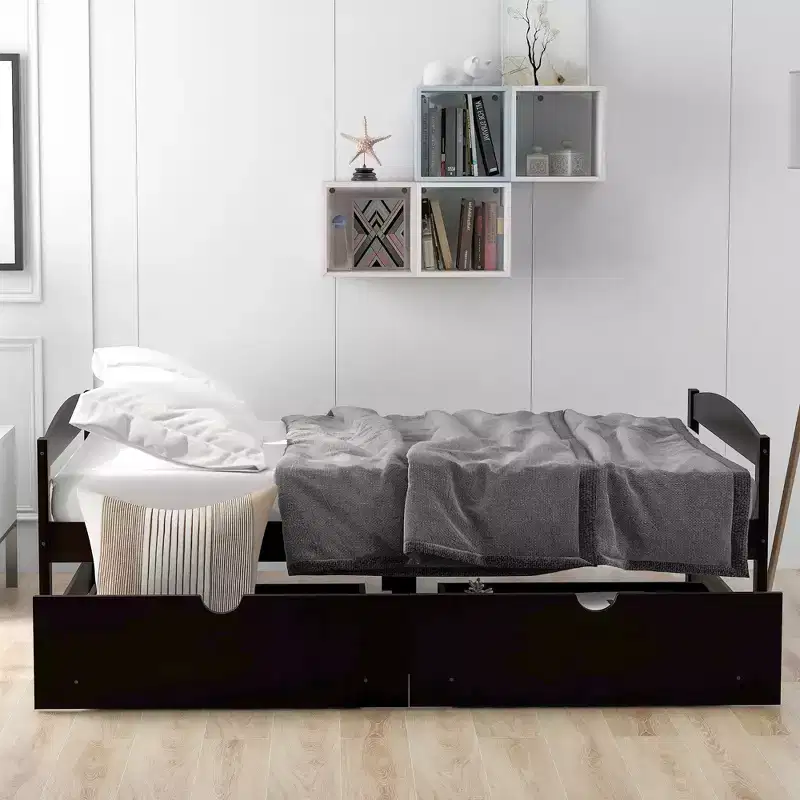 Twin Size Wood Platform Bed with 2 Drawers, Easy Assembly