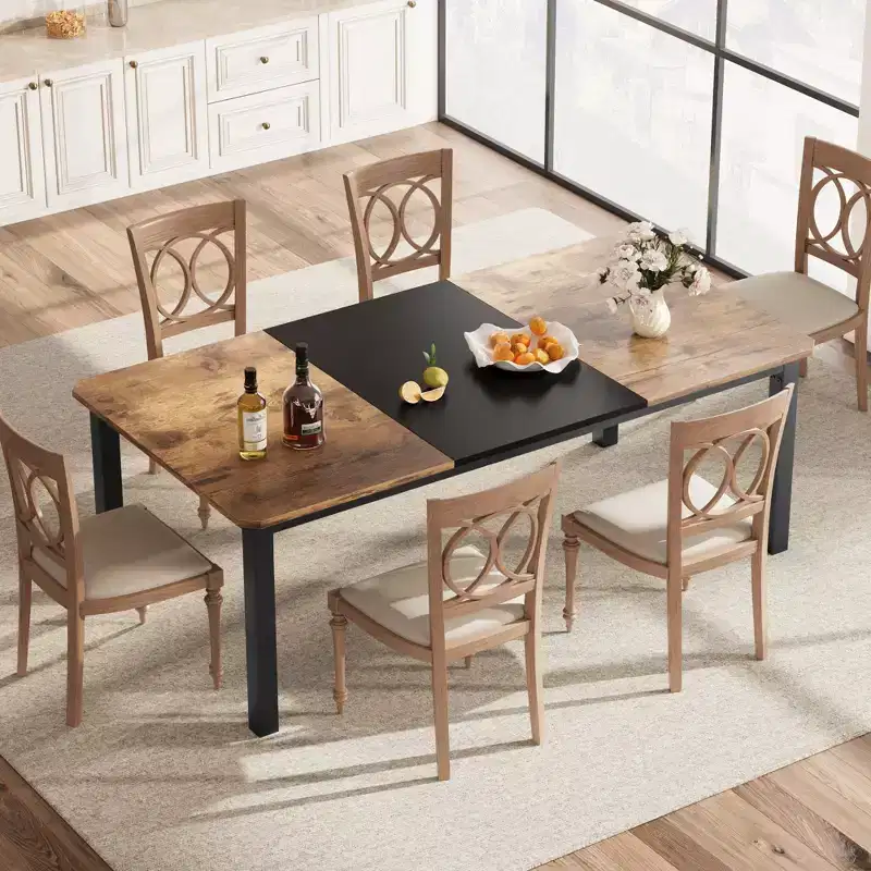 78.7 Inch Long Kitchen Table for 6-8, Large Rectangular Dinner Tables, Industrial Indoor Restaurant Tables with Sturdy Metal Frame(Only Table)