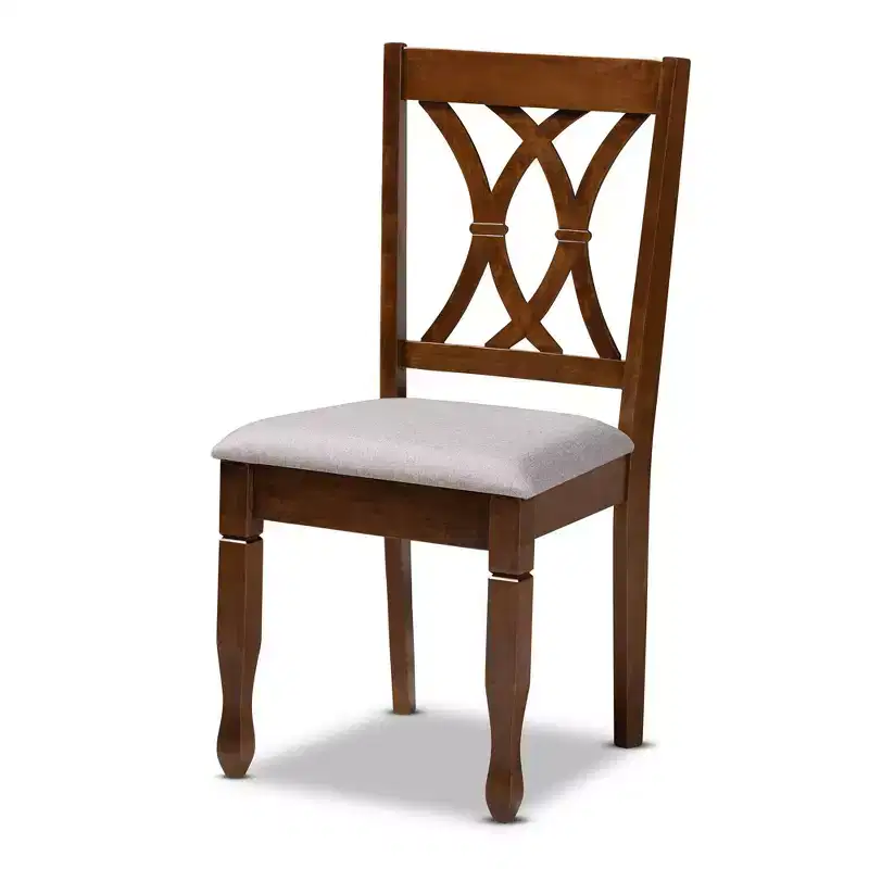 4pc Augustine Fabric Upholstered Dining Chair Set - Baxton Studio: Walnut Brown Frame, Foam Padded