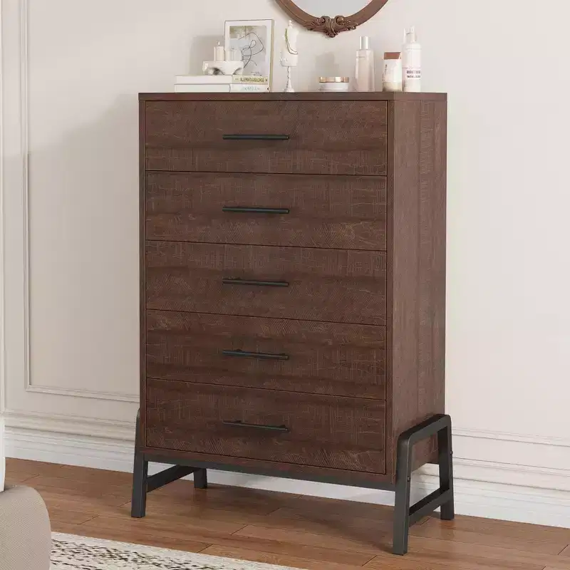 Comfortable dresser for bedroom, 50-inch high drawer with large storage space, freestanding wooden closet for living room, bedroom, entryway