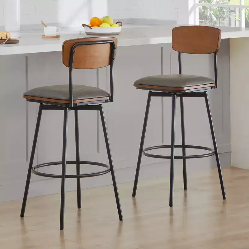 Spruce&Spring Swivel Bar Height Bar Stool with Metal Legs