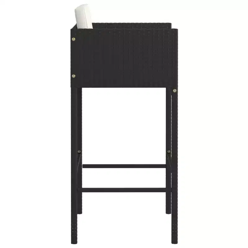 vidaXL Bar Stool Set of 4 Poly Rattan, Powder-Coated Steel