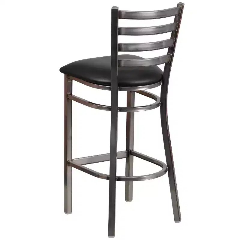2 Pack Clear Coated Ladder Back Metal Restaurant Barstool
