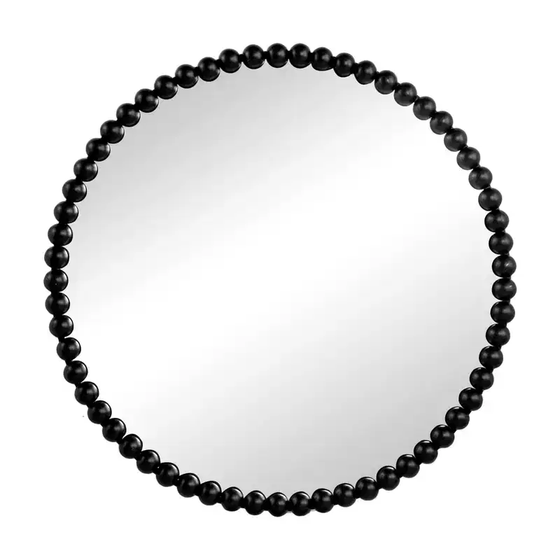 32 Inch Round Wall Mirror with Beaded Metal Frame