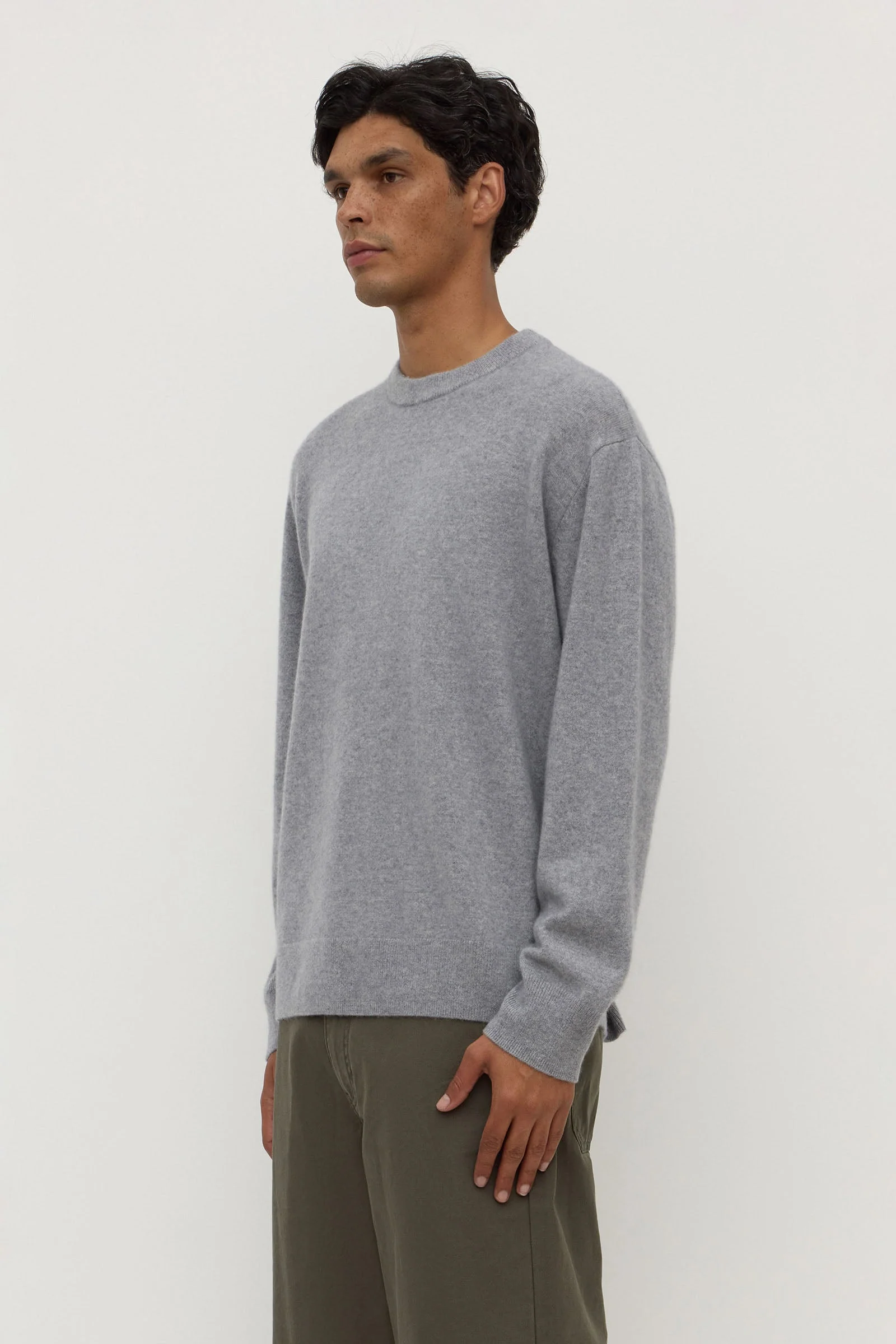 Grey Marle Crew Neck Cashmere Knit
