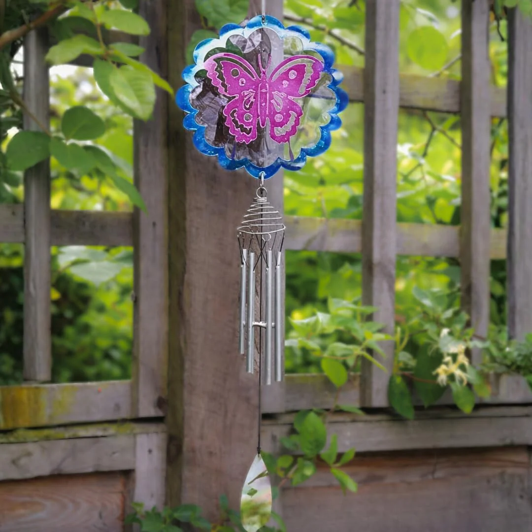 47cm Butterfly Metal Wind Chime Weather Resistant Garden Decor
