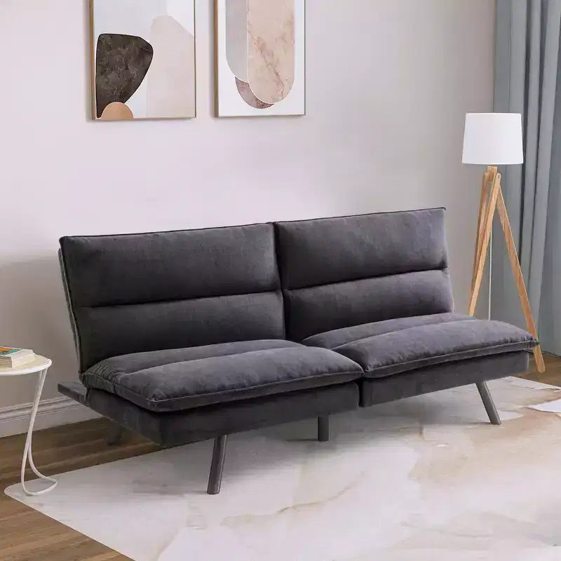 Dyonery 71 in Convertible Faux Leather Sofa Couch,Memory Foam Futon Couch Bed,Small Splitback Modern Loveseat Sleeper Sofa Bed for Living Room