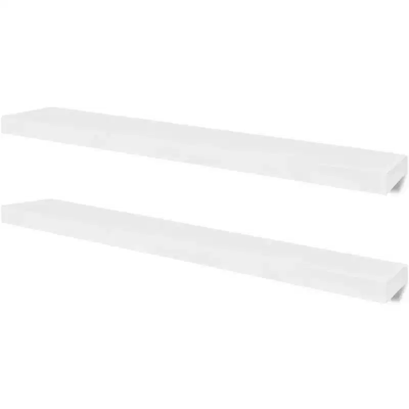 Wall Shelf Set of 2 White MDF