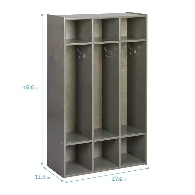 ECR4Kids Streamline 3-Section Coat Locker with Cubby Storage, Classroom Furniture