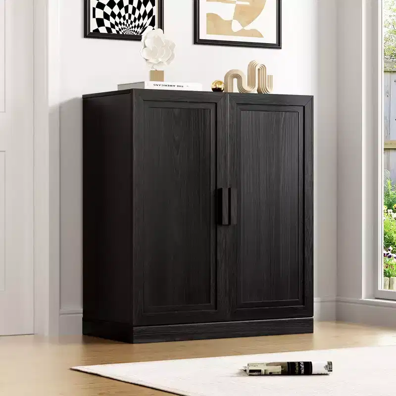 36x31x16 Wood Accent Cabinet with Adjustable Shelf Black