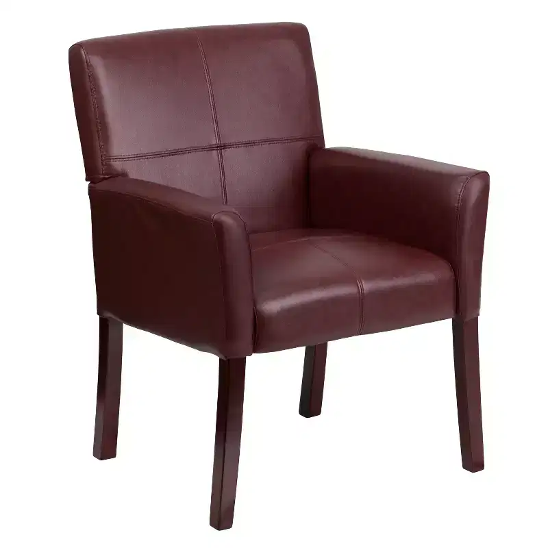 Emma and Oliver Leather Executive Side Reception Chair with Mahogany Legs