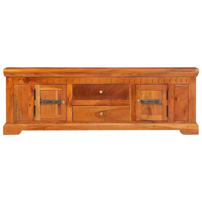 TV Cabinet Honey Solid Acacia Wood with 2 Drawers & 2 Cupboards