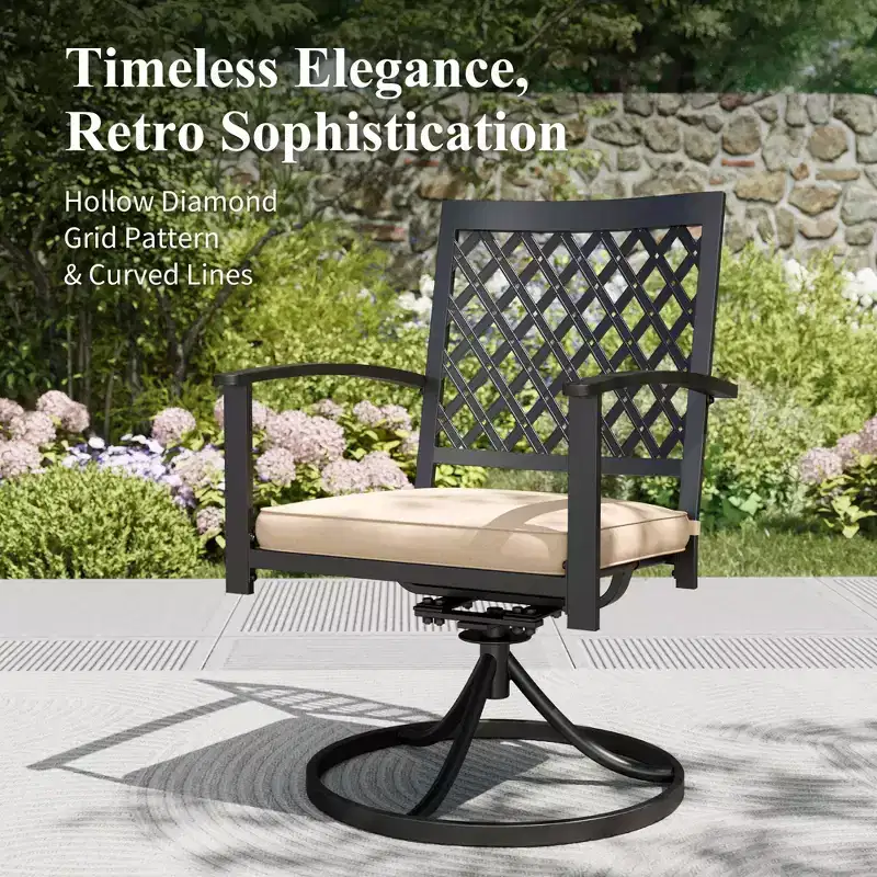 Captiva Designs 8pc Outdoor Rectangular Steel Dining Table & Black Steel Chairs & Market Umbrella