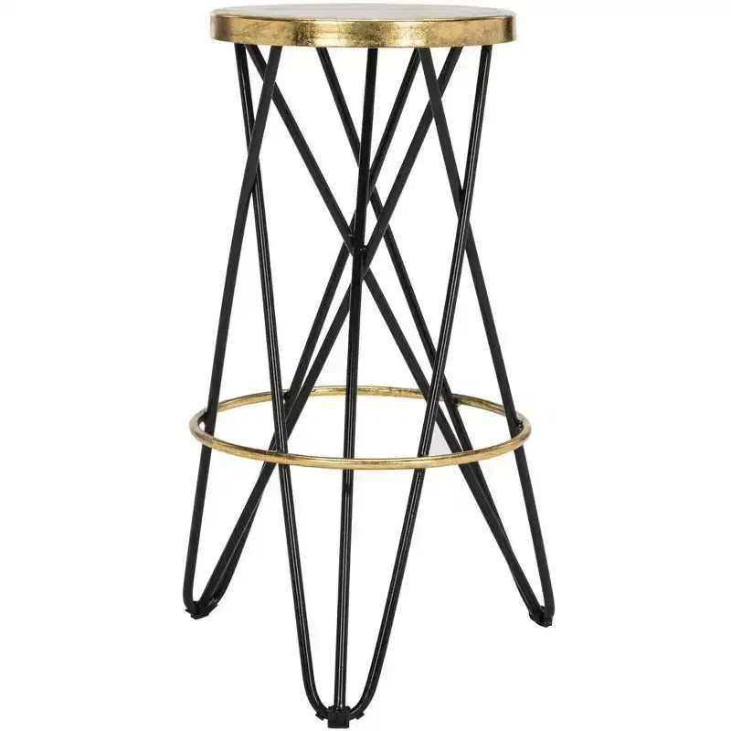 Gold Leaf Bar Stool, White & Gold
