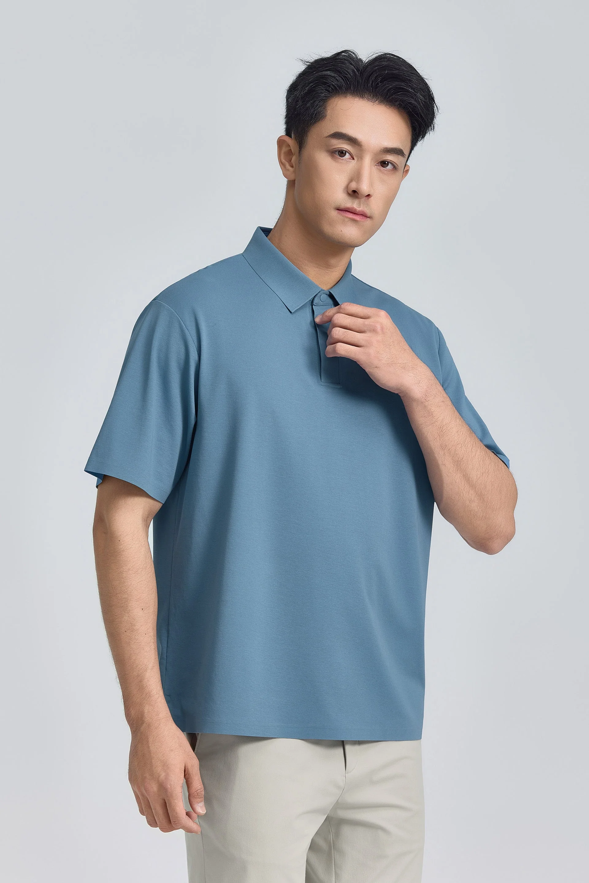 Concealed Placket Sharp Pique Polo – Mystic Blue