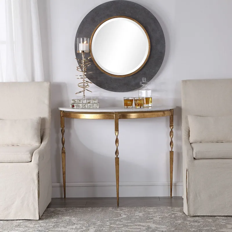 Uttermost Imelda 40  Long Marble Top Iron Console Table